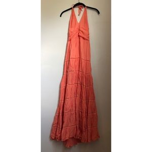Tamara Catz peach halter maxi dress